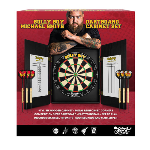 Shot Darts Michael Smith 'Bully Boy' Dartboard Cabinet Set