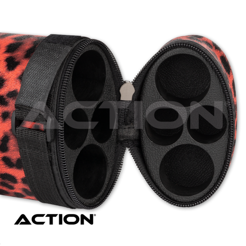 Action ACPS22-RD 2B/2S Red Leopard Print Hard Cue Case