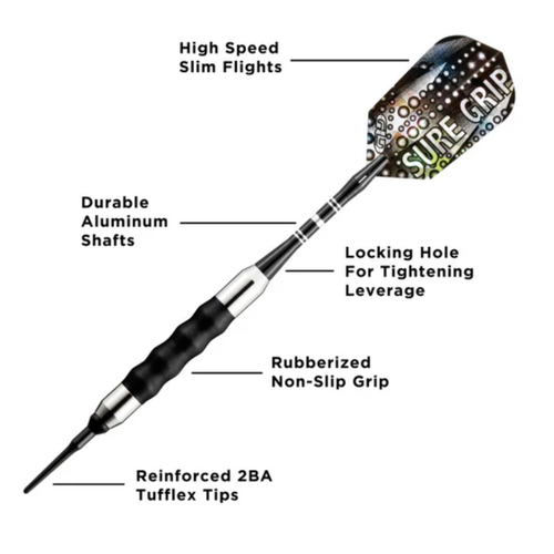 Great Lakes Dart Viper Sure Grip Black Soft Tip Darts 20g