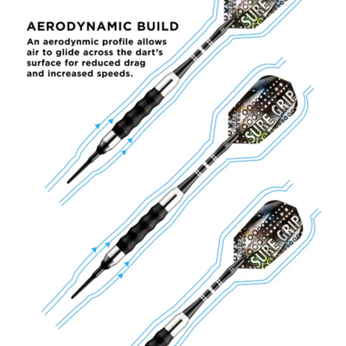 Great Lakes Dart Viper Sure Grip Black Soft Tip Darts 20g