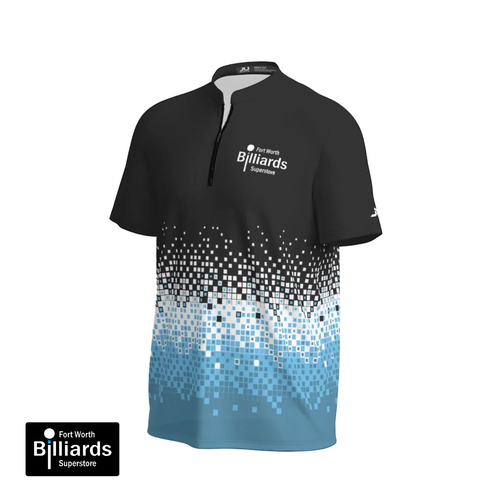 Fort Worth Billiards Men's Sport Collar Jersey - Black/Blue Pixel