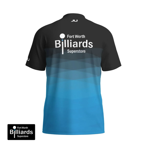 Fort Worth Billiards Men's Sport Collar Jersey - Black/Blue