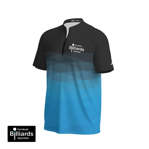 Fort Worth Billiards Men's Sport Collar Jersey - Black/Blue