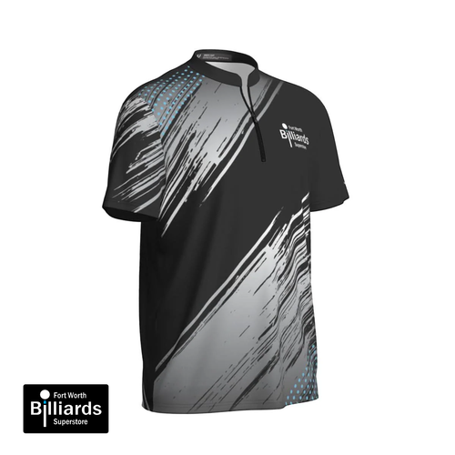 Fort Worth Billiards Men's Sport Collar Jersey - Black/Grey