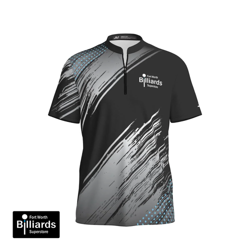 Fort Worth Billiards Men's Sport Collar Jersey - Black/Grey