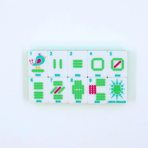 Crystal Confetti Citrus Green Mahjong Tile Set