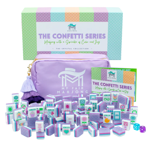 Crystal Confetti Purple Mahjong Tile Set