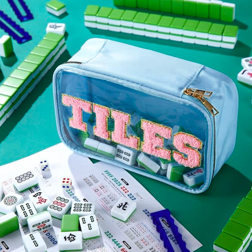 Blue Mahjong Tile Bag
