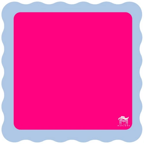 Mahjong Wavy Mat -  Pink Center/Blue Scallop