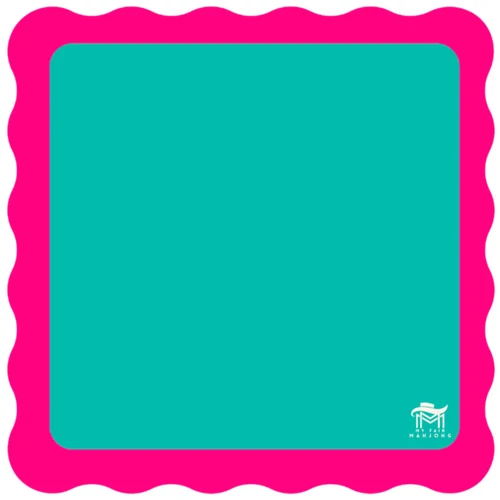 Mahjong Wavy Mat - Green Center/Pink Scallop