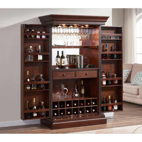 Imperial Ashton Wine and Bar Cabinet in Nut Brown