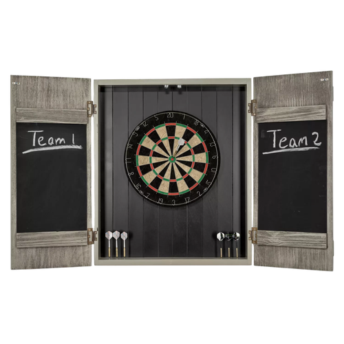Presidential Billiards Rustic Barndoor Gray Dartboard Cabinet