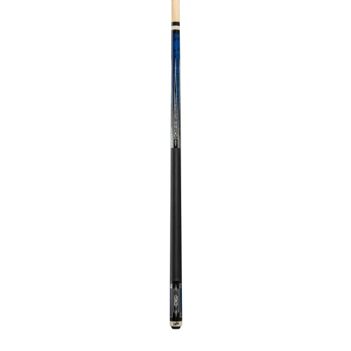 Dufferin Blue Curly Maple Cue with Black Linen Wrap (D-543)