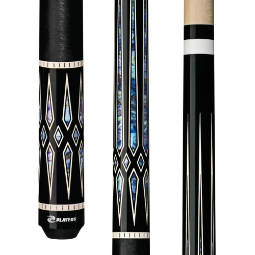 Players Black Blue Recon Pool Cue | 2-Piece Linen Wrap G-4118