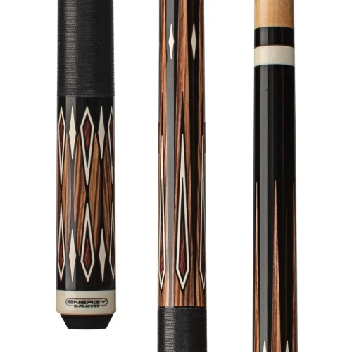 Energy By Players Zebrawood & Cocobolo Decal Sneaky Pete Cue with Black Linen Wrap (HC17)
