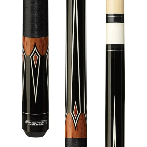 Energy By Players Black & Cocobolo Points Decal Wrapless Shorty Cue (HC07)