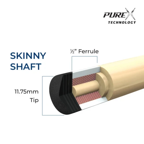 Pure X HXT 11.75mm Low Deflection Pool Cue Shaft 5⁄16 x 18, Black Collar