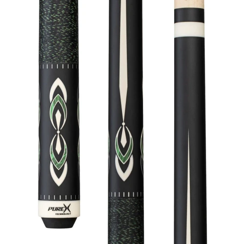 Pure X Matte Black & Malachite/White Cue with Black & Green Linen Wrap (HXT106)