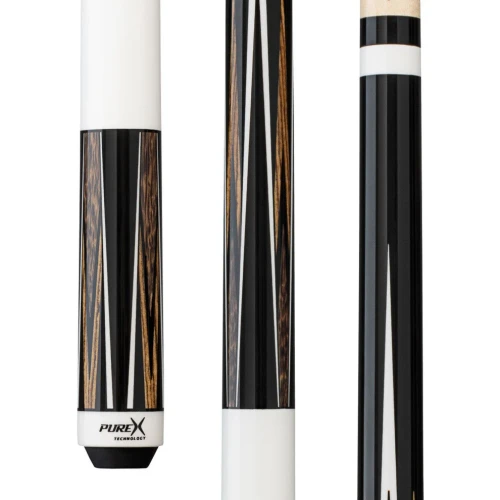Pure X Midnight Black & Bocote/Black Palm Points Cue with White Wrapless Handle (HXTE18)
