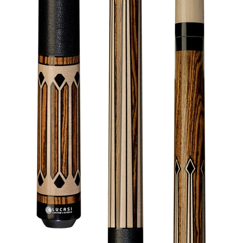Lucasi Custom LZC35 Pool Cue | Exotic Bocote & Curly Maple | Black Irish Linen Wrap