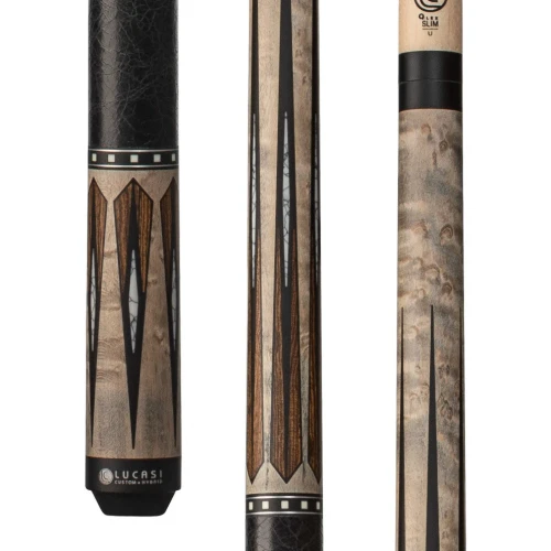 Lucasi Custom LZC57 Pool Cue | Matte Grey Birdseye & Bocote | Leather Wrap