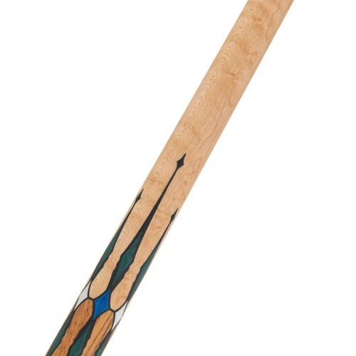 Lucasi Lux Matte Natural Birdseye Maple & Blue/White Diamond Cue with Zebrawood Handle (LUX64)