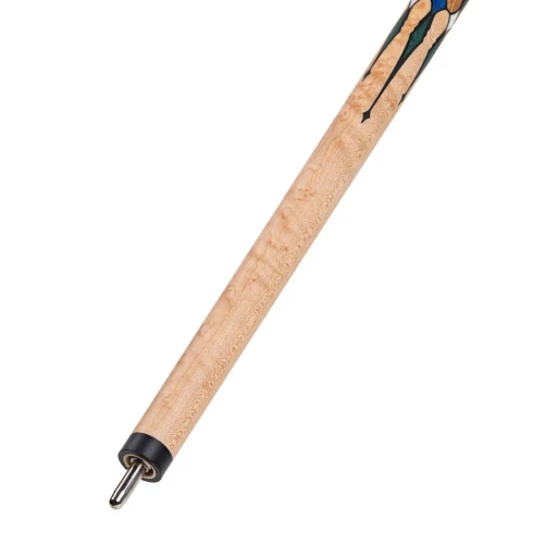 Lucasi Lux Matte Natural Birdseye Maple & Blue/White Diamond Cue with Zebrawood Handle (LUX64)