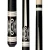 Players G-3398 Black & White Pool Cue | Embossed Leather Wrap