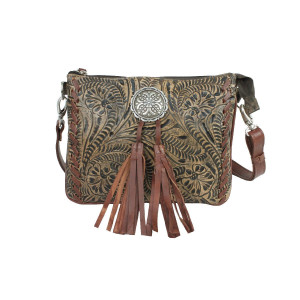 American West Lariats & Lace Multi-Compartment Crossbody- Distressed Charcoal American West Lariats & Lace Multi-Compartment Crossbody- Distressed Charcoal