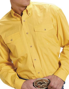 Roper Western Shirt Mens L/S Button Solid Yellow 03-001-0365-0030 YE Roper Western Shirt Mens L/S Button Solid Yellow 03-001-0365-0030 YE