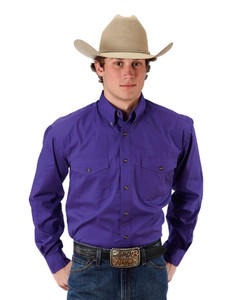 Roper Western Shirt Mens L/S Solid Button Purple 03-001-0365-1067 PU Roper Western Shirt Mens L/S Solid Button Purple 03-001-0365-1067 PU