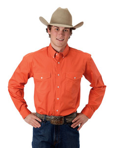 Roper Western Shirt Mens L/S Solid Button Orange 03-001-0365-1070 OR Roper Western Shirt Mens L/S Solid Button Orange 03-001-0365-1070 OR
