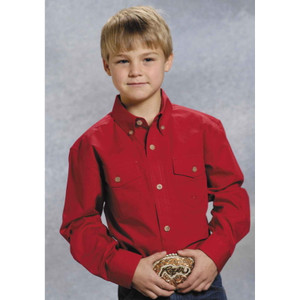 Roper 0365 Youth Long Sleeve Poplin Shirt Red 03-030-0365-0022 RE Roper 0365 Youth Long Sleeve Poplin Shirt Red 03-030-0365-0022 RE