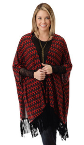 Roper Western Shirt Women L/S Fringe Poncho Red 03-058-0514-7015 RE Roper Western Shirt Women L/S Fringe Poncho Red 03-058-0514-7015 RE