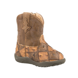 Roper  Infant Girls Cowbaby Bird Blocks Checkered Round Toe    Boots   Mid Calf 09-016-1902-2102 TA Roper  Infant Girls Cowbaby Bird Blocks Checkered Round Toe    Boots   Mid Calf 09-016-1902-2102 TA