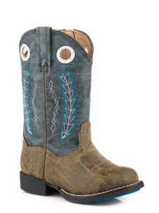 Roper 1222 Brown Faux Leather Vamp Blue Shaft 09-017-1222-2001 BU Roper 1222 Brown Faux Leather Vamp Blue Shaft 09-017-1222-2001 BU
