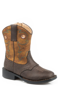 Roper Toddlers Boys Dark Brown Faux Leather Daniel Cowboy Boots 09-017-1224-2210 BR Roper Toddlers Boys Dark Brown Faux Leather Daniel Cowboy Boots 09-017-1224-2210 BR
