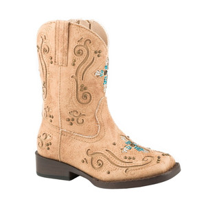 Roper  Toddler Girls Faith Rhinestone Inlay Square Toe    Boots   Mid Calf 09-017-1901-0990 TA Roper  Toddler Girls Faith Rhinestone Inlay Square Toe    Boots   Mid Calf 09-017-1901-0990 TA