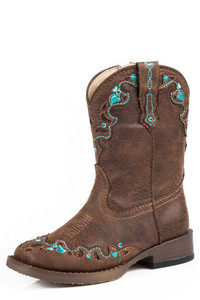 Roper Western Boots Girl Hearts Faux Leather Brown 09-017-1901-0997 BR Roper Western Boots Girl Hearts Faux Leather Brown 09-017-1901-0997 BR