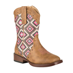 Roper  Toddler Girls Glitter Geo Square Toe    Boots   Mid Calf 09-017-1901-1524 TA Roper  Toddler Girls Glitter Geo Square Toe    Boots   Mid Calf 09-017-1901-1524 TA