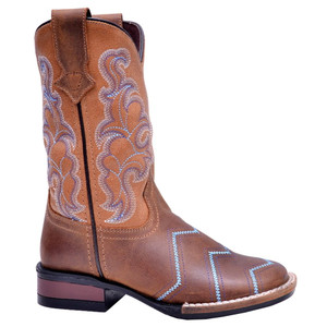 Roper Kids Girls Monterey Angles Square Toe Boots Mid Calf 09-018-0912-2936 BR Roper Kids Girls Monterey Angles Square Toe Boots Mid Calf 09-018-0912-2936 BR