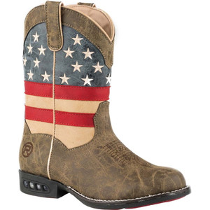 Roper  Kids Boys Patriotic Light Up  Round Toe    Western Cowboy Boots   Mid Calf 09-018-1201-2006 BR Roper  Kids Boys Patriotic Light Up  Round Toe    Western Cowboy Boots   Mid Calf 09-018-1201-2006 BR