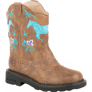 Roper  Kids Girls Glitter Horse Round Toe    Boots   Mid Calf 09-018-1202-0032 TA Roper  Kids Girls Glitter Horse Round Toe    Boots   Mid Calf 09-018-1202-0032 TA