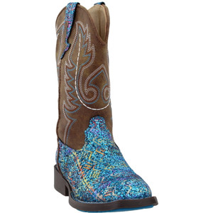 Roper  Kids Girls Southwest Glitter Square Toe    Boots   Mid Calf 09-018-1225-2063 BU Roper  Kids Girls Southwest Glitter Square Toe    Boots   Mid Calf 09-018-1225-2063 BU