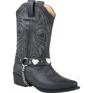 Roper  Kids Girls Dale Heart Snip Toe    Boots   Mid Calf 09-018-1556-1116 BL Roper  Kids Girls Dale Heart Snip Toe    Boots   Mid Calf 09-018-1556-1116 BL