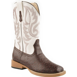 Roper  Kids Boys Bumps Faux Ostrich Square Toe    Boots   Mid Calf 09-018-1900-0049 BR Roper  Kids Boys Bumps Faux Ostrich Square Toe    Boots   Mid Calf 09-018-1900-0049 BR