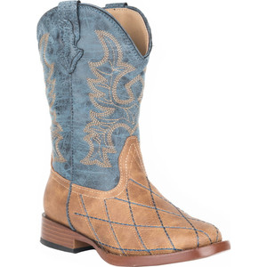 Roper  Kids Boys Cross Cut Checked Round Toe    Boots   Mid Calf 09-018-1900-0080 TA Roper  Kids Boys Cross Cut Checked Round Toe    Boots   Mid Calf 09-018-1900-0080 TA