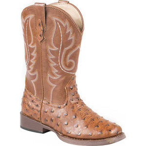 Roper Kids Boys Bumps Faux Ostrich Square Toe Boots Mid Calf 09-018-1900-0807 TA Roper Kids Boys Bumps Faux Ostrich Square Toe Boots Mid Calf 09-018-1900-0807 TA