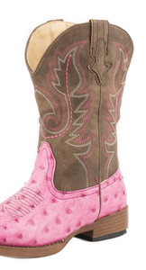 Roper Western Boots Girls Annabelle Ostrich Pink 09-018-1900-1522 PI Roper Western Boots Girls Annabelle Ostrich Pink 09-018-1900-1522 PI