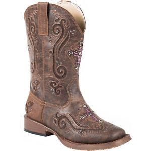 Roper  Kids Girls Faith Square Toe    Boots   Mid Calf 09-018-1901-0098 BR Roper  Kids Girls Faith Square Toe    Boots   Mid Calf 09-018-1901-0098 BR